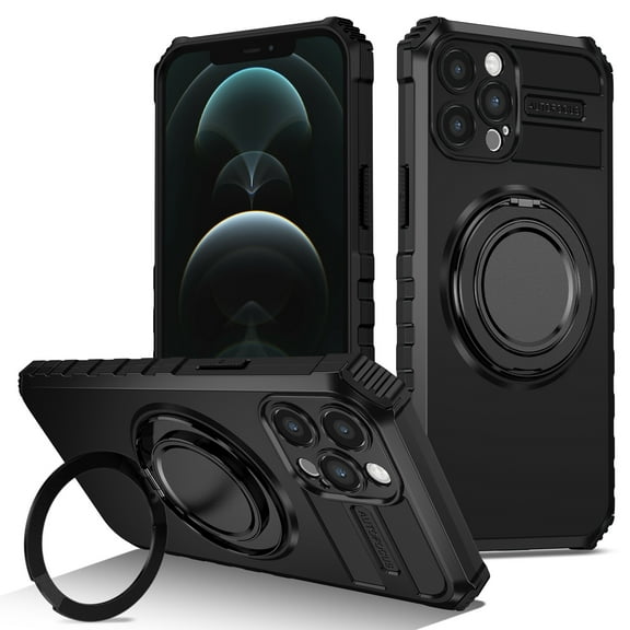 For iPhone 13 Pro Max Case, iPhone 13 Pro Max Case with Invisible Stand, Military Grade Protective Cases with Ring[Adjustable & Foldable] ,Magnetic for iPhone 13 Pro Max case,Shockproof,Black