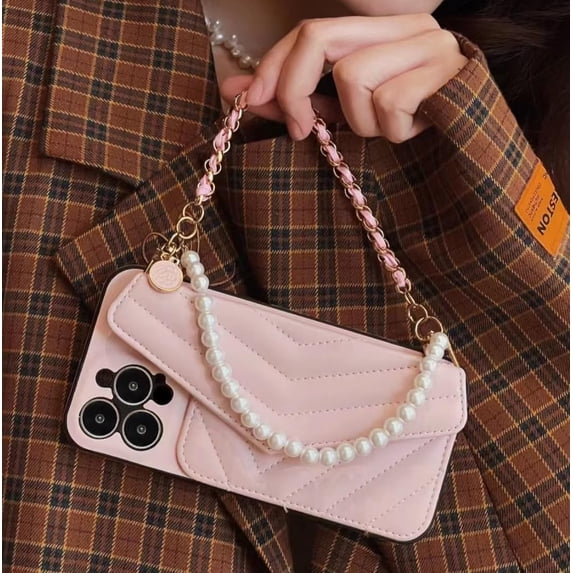 for iPhone 13 Pro Max Case, iPhone 13 Pro Max Flip Case with Card Holder, Cute Handbag Style Shockproof Leather Wallet Phone Case for iPhone 13 Pro Max Pink