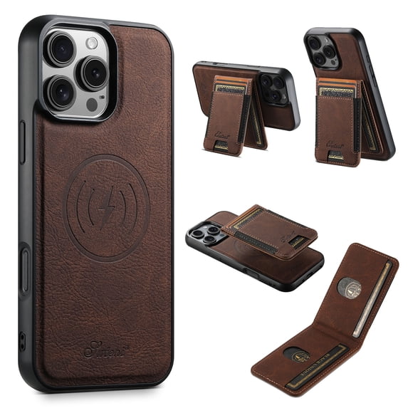 for iPhone 13 Pro Max Classic Wallet Case with Card Holder, 2 in 1 Detachable Magnetic Elastic Back Cards Slots Case Magsafe Shockproof Protective Phone Cover for iPhone 13 Pro Max - Brown