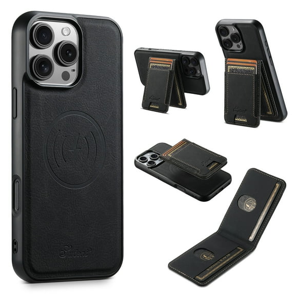 for iPhone 13 Pro Max Classic Wallet Case with Card Holder, 2 in 1 Detachable Magnetic Elastic Back Cards Slots Case Magsafe Shockproof Protective Phone Cover for iPhone 13 Pro Max - Black