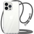 thumbnail image 1 of for iPhone 13 Pro Max Clear Case,iPhone 13 Pro Max Lanyard Case with Adjustable Neck Cord Strap,Soft Transparent TPU Anti-Yellowing Shockproof Protective Phone Cover - Gray, 1 of 11
