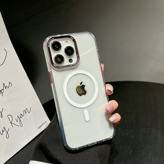 for iPhone 13 Pro Max Clear Magnetic Case Compatible with MagSafe Wireless Charging, High-Transparency Colored Frame Rugged PC Backplane Shockproof Non-Yellowing Cover for iPhone 13 Pro Max,Clear