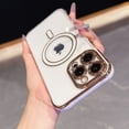 thumbnail image 1 of For iPhone 13 Pro Max Cute Plating Case [Compatible with Magsafe] for Women Girls Electroplated Rubber Soft TPU Shockproof Camera Protection Bumper Cover for iPhone 13 Pro Max,White, 1 of 10