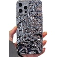 thumbnail image 1 of iPhone 13 Pro Max Glitter Case, Fashion Bling Glitter Silver Cute Soft Silicone Tin Foil 3D Pleats Women Girls Shockproof Soft Case Cover for iPhone 13 Pro Max, 1 of 8