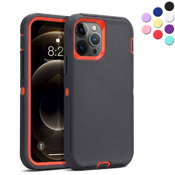 iPhone 13 Pro Max Heavy Duty Case {Shock Proof Case with 3 Layer Rubber, Shatter Resistant, [Tough Armour] Rugged Case Compatible for iPhone 13 Pro Max} Orange