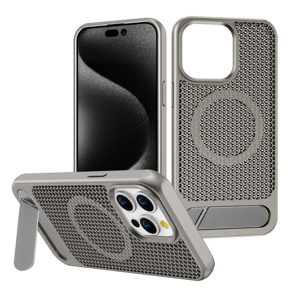 for iPhone 13 Pro Max Honeycomb Heat Dissipation Case, Plain Strong Magsafe Kickstand Back Case Anti-Scratch Lightweight Shockproof Ultra Slim Protective for iPhone 13 Pro Max, Gray