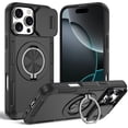 thumbnail image 1 of for iPhone 13 Pro Max Magnetic Case with 360° Rotating & 180° Flip Ring Stand & Sliding Camera Cover, Slim Hybrid Shockproof Protective Anti-Scratch Lightweight Back Cover, Black, 1 of 6