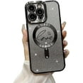 thumbnail image 1 of for iPhone 13 Pro Max Magnetic Case Compatible with MagSafe, Luxury Love Heart Pattern Plating Clear Phone Case Camera Protection Glitter for Women Girls Shockproof Slim Back Bumper 6.7"-Black, 1 of 8
