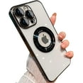 thumbnail image 1 of for iPhone 13 Pro Max Magnetic Case, Compatible with Magsafe,Glass Lens Camera Protector,Logo View Luxury Hard Phone Cases for iPhone 13 Pro Max for Women men Transparent Cover (black), 1 of 12