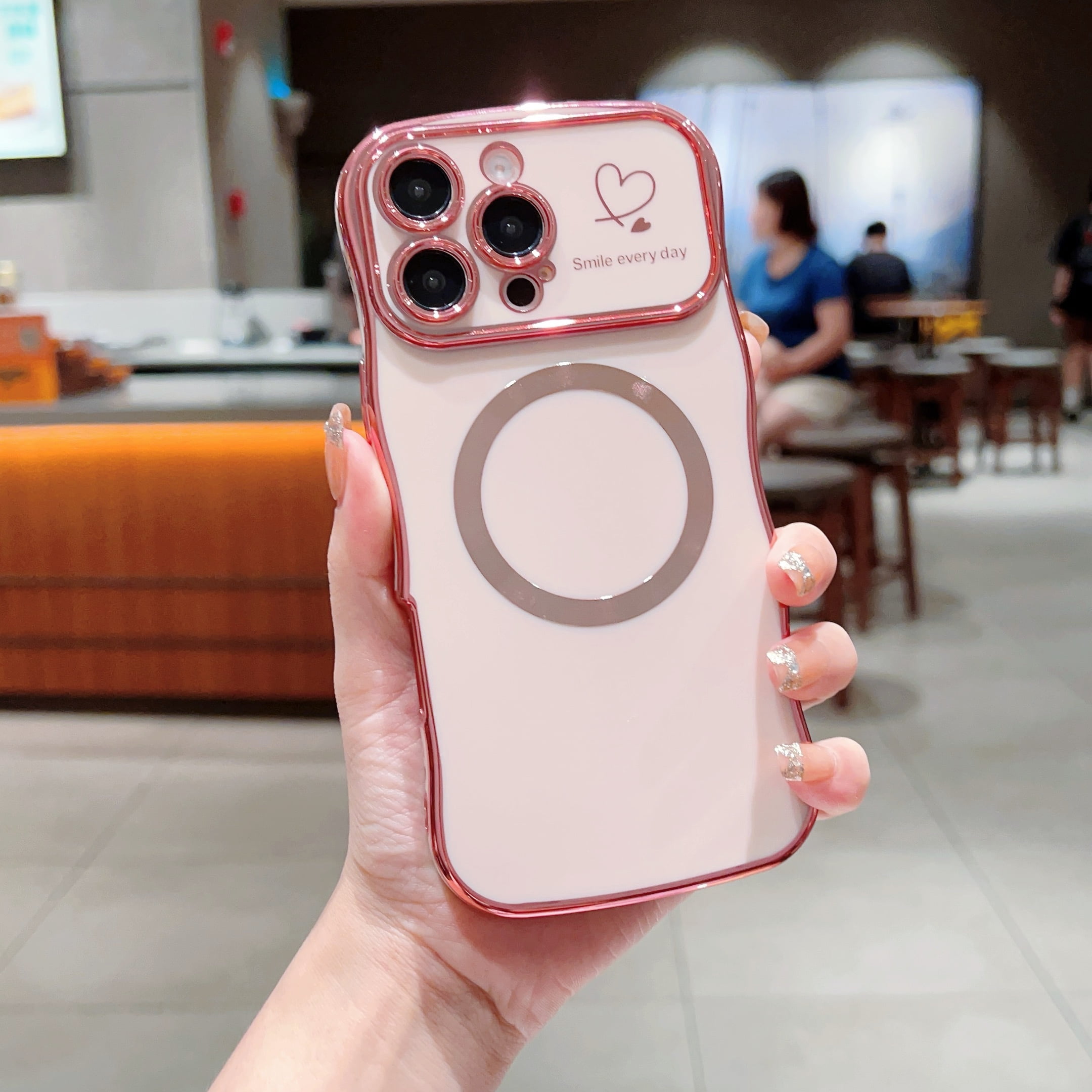 for iPhone 13 Pro Max Magnetic Case, Cute Curly Wave Shape & Love Heart ...