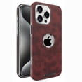 thumbnail image 1 of for iPhone 13 Pro Max Magnetic Case, Stronger Magnet Compatible with Mag-Safe & Support Car Mount Holder, Luxury Logo View, Elegant PU Leather Plating Frame Phone Cover for iPhone 13 Pro Max, Winered, 1 of 11
