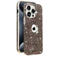 thumbnail image 1 of For iPhone 13 Pro Max Magnetic Phone Case,[Electroplated Frame Design] [Luxury Bling Glitter Sequin] [Skeletonized Logo] Shockproof Anti-fall Rugged Sparkle Diamond Phone Case,Coffee, 1 of 9
