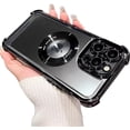 thumbnail image 1 of for iPhone 13 Pro Max Magnetic Transparent Case,Luxury Bling Four Corners Shockproof Military-Grade Protection with Camera Lens Protector MagSafe Clear Plating Cover for Women Men-Black, 1 of 9