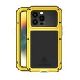 thumbnail image 1 of iPhone 13 Pro Max Metal Bumper Silicone Case iPhone 13 Pro Max Case Built-in Screen Protector Gorilla Glass Hybrid Military Shockproof Heavy Duty Rugged Cover For iPhone 13 Pro Max, Yellow, 1 of 10
