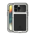 thumbnail image 1 of iPhone 13 Pro Max Metal Bumper Silicone Case iPhone 13 Pro Max Case Built-in Screen Protector Gorilla Glass Hybrid Military Shockproof Heavy Duty Rugged Cover For iPhone 13 Pro Max, Silver, 1 of 10