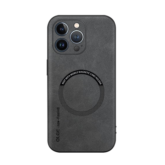 for iPhone 13 Pro Max PU Leather Case, Vintage Compatible with MagSafe and Wireless Charging Slim Fit-Drop Scratch Resistant Support Magnetic Car Mount Case Cover for iPhone 13 Pro Max, Gray