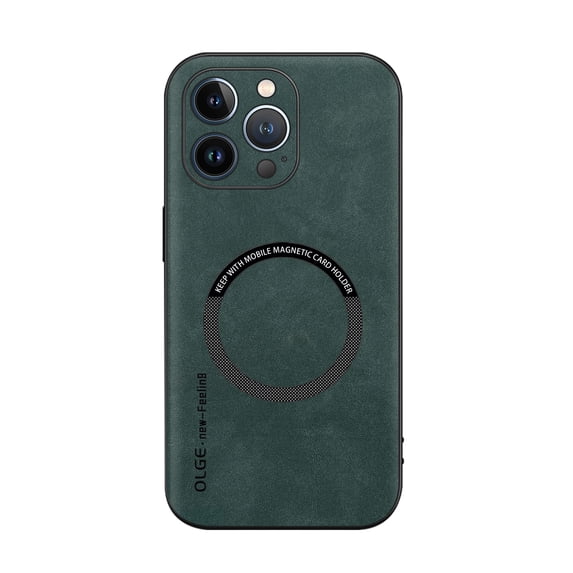 for iPhone 13 Pro Max PU Leather Case, Vintage Compatible with MagSafe and Wireless Charging Slim Fit-Drop Scratch Resistant Support Magnetic Car Mount Case Cover for iPhone 13 Pro Max, Green