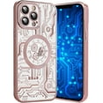 thumbnail image 1 of iPhone 13 Pro Max Phone Case, Compatible with Magsafe Magnetic Cases, Transparent Luxurly Plated Pattern Design for Men Women,Soft Shockproof Camera Lens Protective Back Cover, Pink, 1 of 11