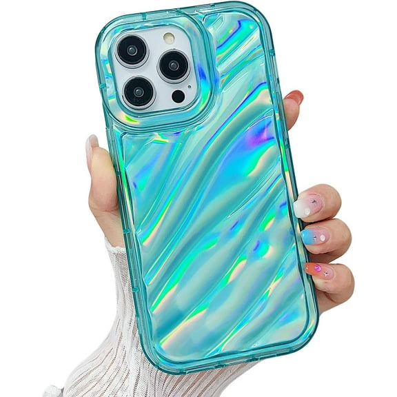 for iPhone 13 Pro Max Phone Case, Cute Clear 3D Water Ripple Shape Case for Women Men, Soft TPU Shockproof Compatible with iPhone Case (Blue, iPhone 13 Pro Max)