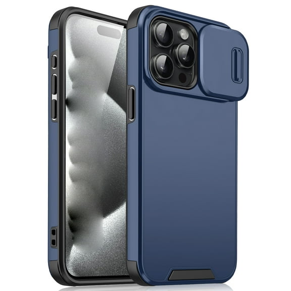 for iPhone 13 Pro Max Phone Case: Shockproof Protective Rugged Phone Cover with Camera Lens Slide | Drop Proof Military-Grade Protection TPU Hybrid Bumper Cases for iPhone 13 Pro Max,Blue