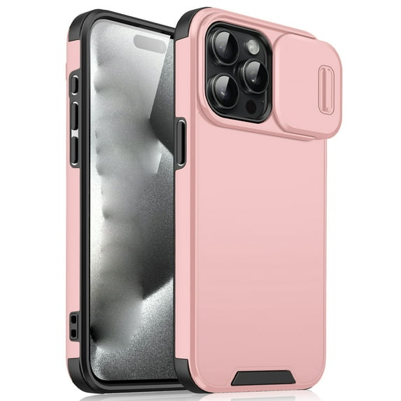 for iPhone 13 Pro Max Phone Case: Shockproof Protective Rugged Phone Cover with Camera Lens Slide | Drop Proof Military-Grade Protection TPU Hybrid Bumper Cases for iPhone 13 Pro Max,Pink