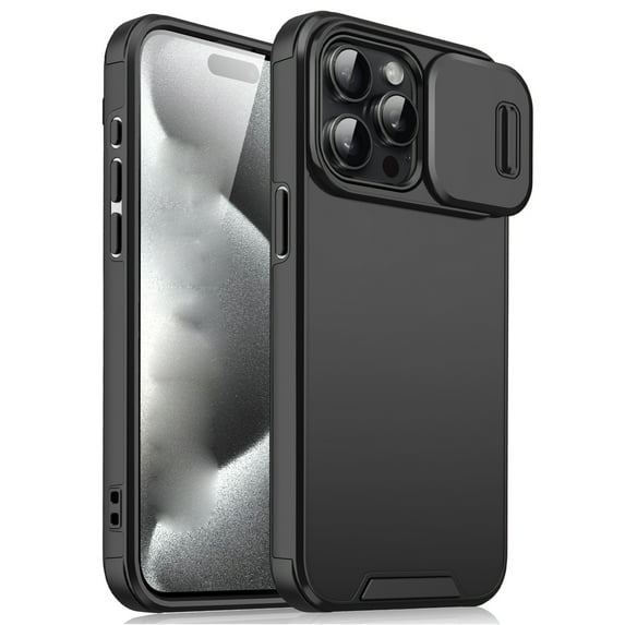 for iPhone 13 Pro Max Phone Case: Shockproof Protective Rugged Phone Cover with Camera Lens Slide | Drop Proof Military-Grade Protection TPU Hybrid Bumper Cases for iPhone 13 Pro Max,Black