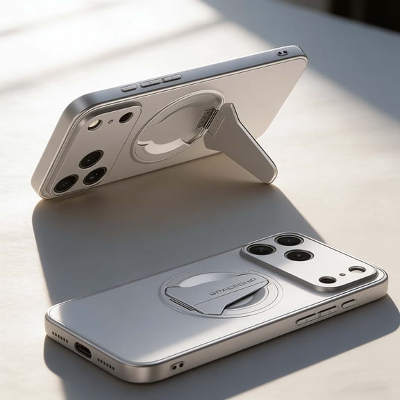 For iPhone 13 Pro Max Phone Case,With Contractile Kickstand,Compatible With Mag-Safe,Ultra Slim Rugged Anti-Scratch Shockproof Anti-fall Drop Protection,Durable Rugged Phone Case,Silver