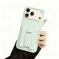 thumbnail image 1 of For iPhone 13 Pro Max Phone Case,With Contractile Kickstand,Credit Card Holder,Ultra Slim Shockproof Rugged Anti-Scratch Anti-fall Drop Protection Rugged Durable Phone Case Cover,Mint, 1 of 12
