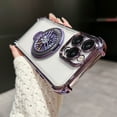 thumbnail image 1 of for iPhone 13 Pro Max Plating Case with Rotating Gyroscope Magnetic Ring Stand Full Camera Lens Protection Compatible with MagSafe Clear Back Phone Cover for iPhone 13 Pro Max, Darkpurple, 1 of 10