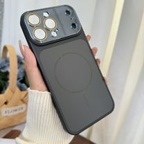 for iPhone 13 Pro Max Protective Magnetic Back Cover, Change to iPhone 17 Pro Max Look, PC TPU Matte Compatible with MagSafe Anti-Scratch Shockproof Case with Acrylic Camera Lens Protection, Black