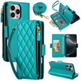 thumbnail image 1 of For iPhone 13 Pro Max RFID Blocking Wallet Case, Crossbody Purse Phone Case with 9 Card Slots, Zipper Pocket & Detachable Strap,Green,For iPhone 13 Pro Max, 1 of 9
