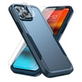 thumbnail image 1 of iPhone 13 Pro Max Rugged Case, Dteck Full Body Protection Heavy Shockproof Case Glass Screen Protector Camera Lens Full Cover for Apple iPhone 13 Pro Max, Blue, 1 of 7
