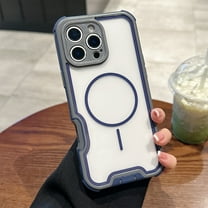 For iPhone 13 Pro Max Rugged Phone Case,2-in-1 Heavy Duty Design,Compatible with Mag-Safe,Transparent Back,Two-color Shockproof Anti-fall Anti-Scratch Protective Durable Phone Case,Darkblue