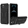 thumbnail image 1 of for iPhone 13 Pro Max Sliding Card Slot Back Case with Hidden Kickstand, Hybrid TPU + PC Fall Prevention Shock Absorption Anti-drop Protective Phone Case Cover for iPhone 13 Pro Max, Black, 1 of 8