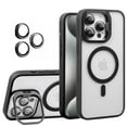 thumbnail image 1 of for iPhone 13 Pro Max Transparent Case with Camera Lens Protector, Compatible with MagSafe, Built-in Camera Stash Stand, Magnetic Hard Back Soft Edge Anti-Fingerprint Flexible Cover, Black, 1 of 11