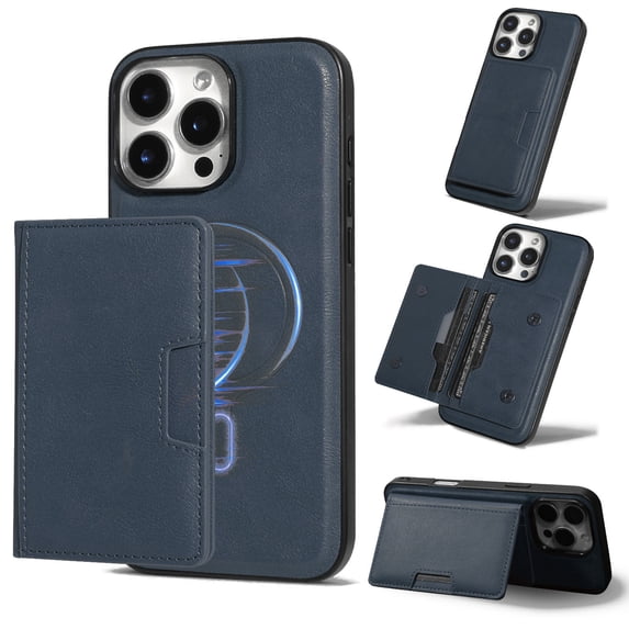 for iPhone 13 Pro Max Wallet Case, 2-in-1 Detachable Back Magnetic Cover & PU Leather Wallet Phone Case, with Folio 4 Card Holders, Support Mag-Safe Charging Case for iPhone 13 Pro Max, Blue