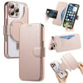 thumbnail image 1 of for iPhone 13 Pro Max Wallet Case with Camera Lens Protector Film, Clear Magnetic Phone Cover Compatible with Mag-Safe Charging, RFID Blocking PU Leather Case with Card Holder Flip Kickstand, Rosegold, 1 of 11
