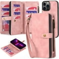 thumbnail image 1 of for iPhone 13 Pro Max Wallet Case with Card Holder & Detachable Magnetic Phone Case, Leather All-round Protection Phone Case Wallet for Women/Men,6.7 in, Pink, 1 of 16