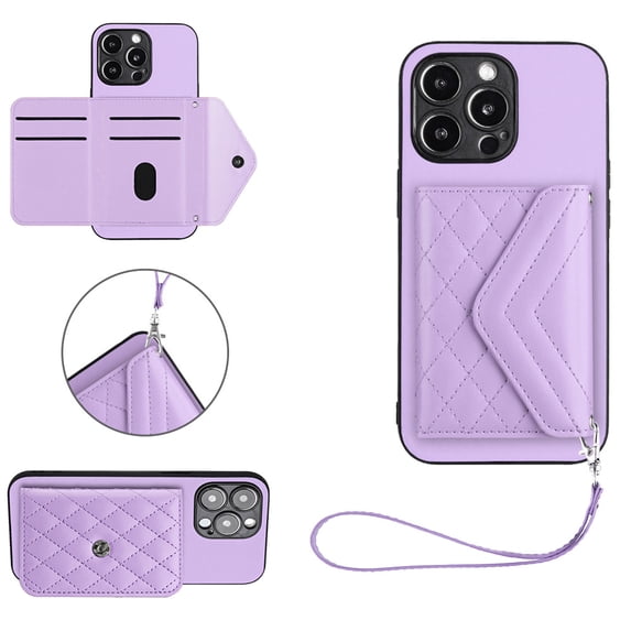 for iPhone 13 Pro Max Wallet Case with Card Holder, Elegant Durable PU Leather Protective Magnetic Closure Flip Phone Cover Kickstand RFID Blocking for Women Girls for iPhone 13 Pro Max, Purple