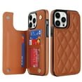 thumbnail image 1 of for iPhone 13 Pro Max Wallet Case with Card Holder RFID Blocking, Kickstand Card Slots Case, Dimaond Patterned Elegent PU Leather,Double Back Flip Magnetic Clasp and Durable Shockproof Cover,Brown, 1 of 7