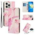 thumbnail image 1 of for iPhone 13 Pro Max Wallet Case with Card Holder,Women Men RFID Blocking PU Leather Flip Cover Wrist Strap Magnetic Closure Credit Card Slots Marble Patterned Book Style Phone Case,Rosegold, 1 of 6