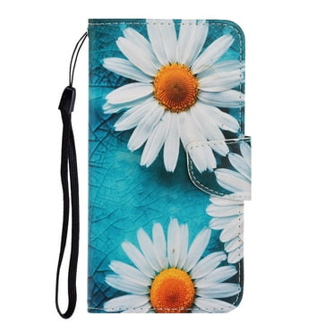 iPhone 13 Pro Max Wallet Case, Colorful Pattern PU Leather Kickstand Card Slots Case Magnetic Shockproof Protective Slim Soft Flip Phone Case Cover For iphone 13 Pro Max,Daisy