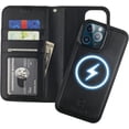 thumbnail image 1 of for iPhone 13 Pro Max Wallet Case Compatible with MagSafe Wireless Charging, RFID Blocking Magnetic Leather Case with Card Slots Holder Kickstand Detachable Wrist Strap 6.7 Inch (Black), 1 of 16