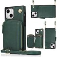 thumbnail image 1 of iPhone 13 Pro Max Wallet Case with Crossbody Strap, Dteck Zipper Pocket Purse Phone Case with RFID Blocking Card Holder Compatible with iPhone 13 Pro Max, Green, 1 of 10