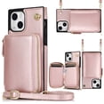thumbnail image 1 of iPhone 13 Pro Max Wallet Case with Crossbody Strap, Dteck Zipper Pocket Purse Phone Case with RFID Blocking Card Holder Compatible with iPhone 13 Pro Max, Rosegold, 1 of 10