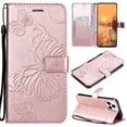 thumbnail image 1 of iPhone 13 Pro Max Wallet Case, Flip Kickstand Emboss Butterfly PU Leather Protective Phone Cover with Wrist Strap & Card Slots, Rosegold, 1 of 8