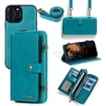 thumbnail image 1 of for iPhone 13 Pro Max Wallet Case, Multi-Function Detachable 3 in 1 Magnetic Phone Case Wallet, Flip Strap Zipper Card Holder Phone Case with Shoulder Straps for iPhone 13 Pro Max(Blue), 1 of 9