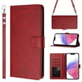 thumbnail image 1 of for iPhone 13 Pro Max Wallet Case, [RFID Blocking 3 Card Slots] Phone Stand, Wrist Strap, Shoulder Strap Magnetic Closure, Soft PU Leather Shockproof Flip Cases Cover for iPhone 13 Pro Max, Red, 1 of 16