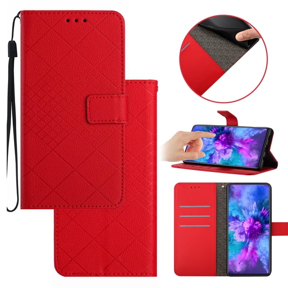 For iPhone 13 Pro Max Wallet Case with RFID Blocking Card Slots Holder Premium PU Leather Magnetic Kickstand Shockproof Wrist Strap Removable Flip Protective Cover For iPhone 13 Pro Max, Red