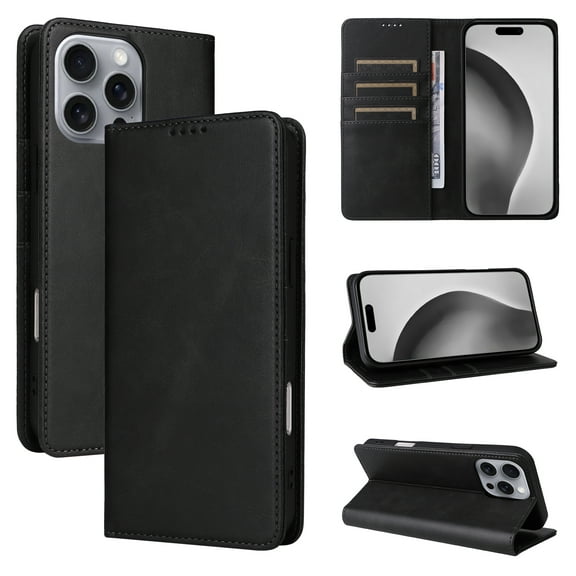 for iPhone 13 Pro Max Wallet Case with RFID Blocking Credit Card Holder, Magnetic Closure PU Leather Folio Flip Kickstand Shockproof Cover Women Men for iPhone 13 Pro Max,Black
